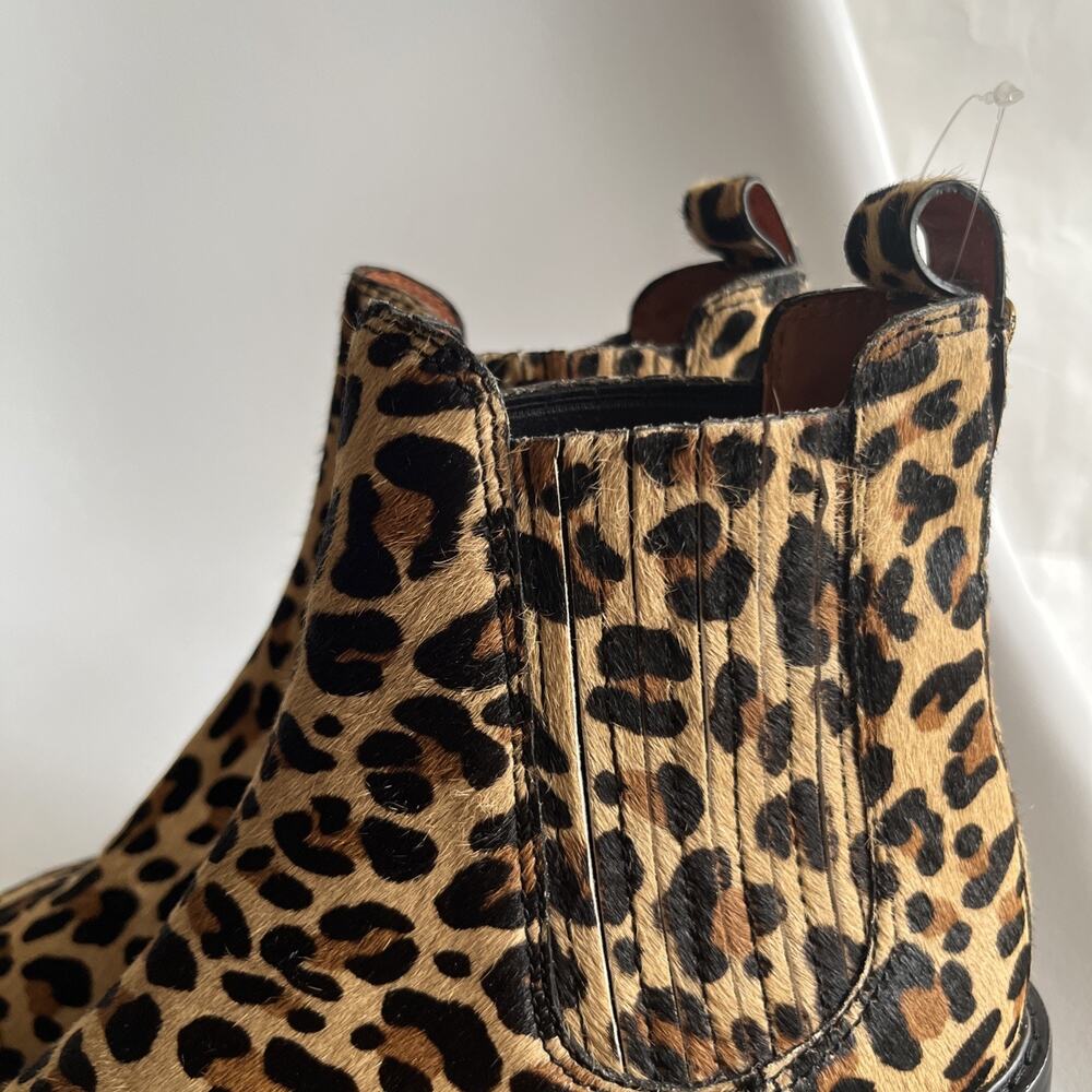 COACH Boots Sz 9 Women's Animal Print Bowery Heel Bootie Calf Fur Charm Cheetah - Picture 12 of 16